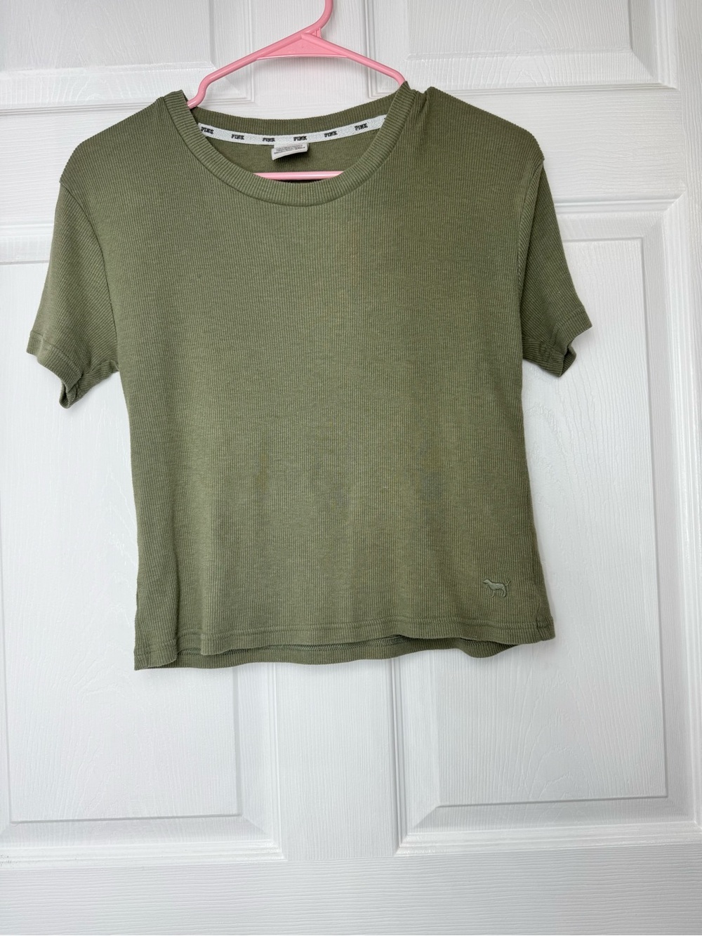 Victoria's Secret Olive Ribbed Crewneck Tee